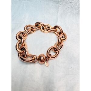 Bronze MILOR Chunky Chain Bracelet with Sculptural Charm and Magnetic Clasp